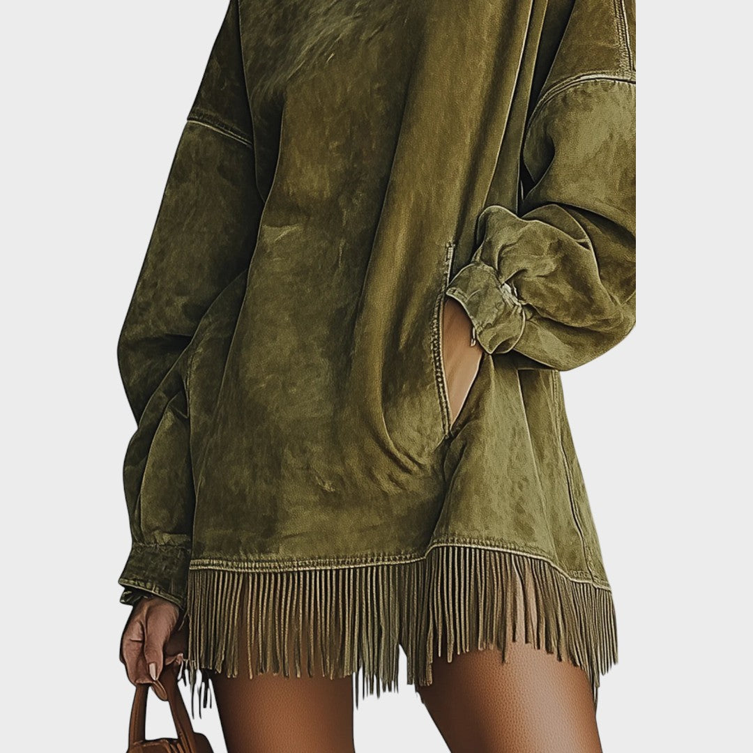 Sandra | Vestido de ante con Flecos