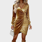 Isabella |  Vestido de Fiesta con Brillos y Efecto Draped