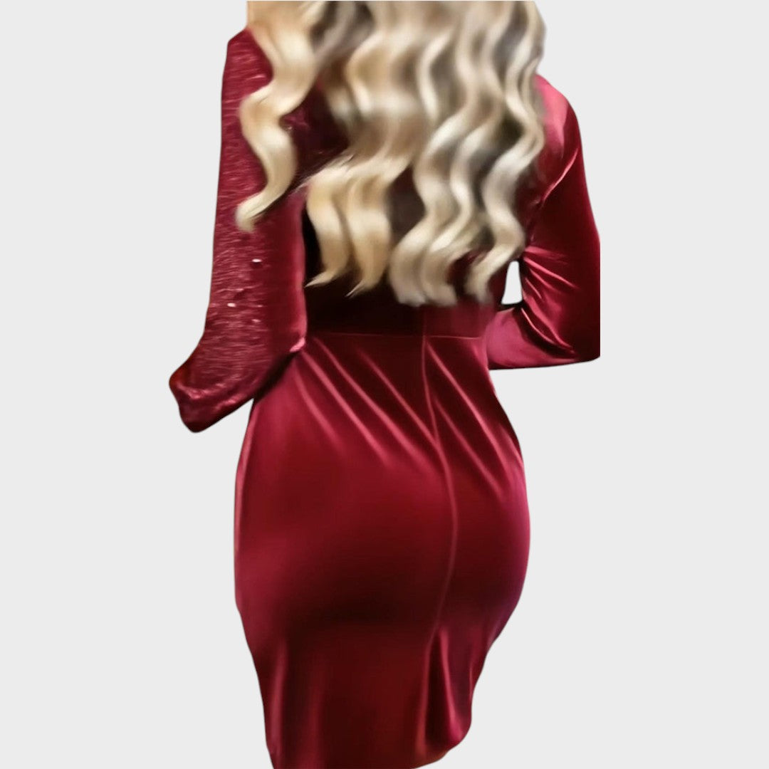 Isabella |  Vestido de Fiesta con Brillos y Efecto Draped