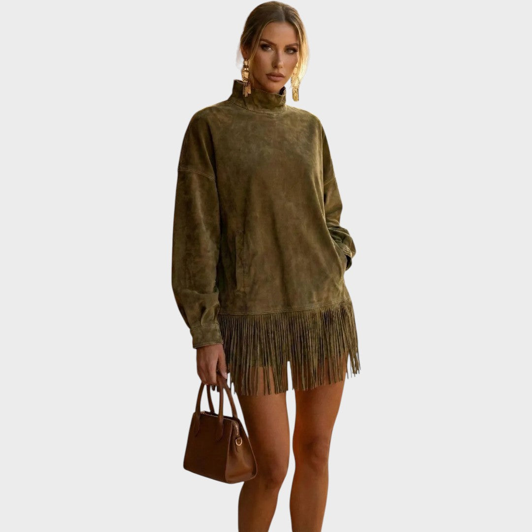 Sandra | Vestido de ante con Flecos