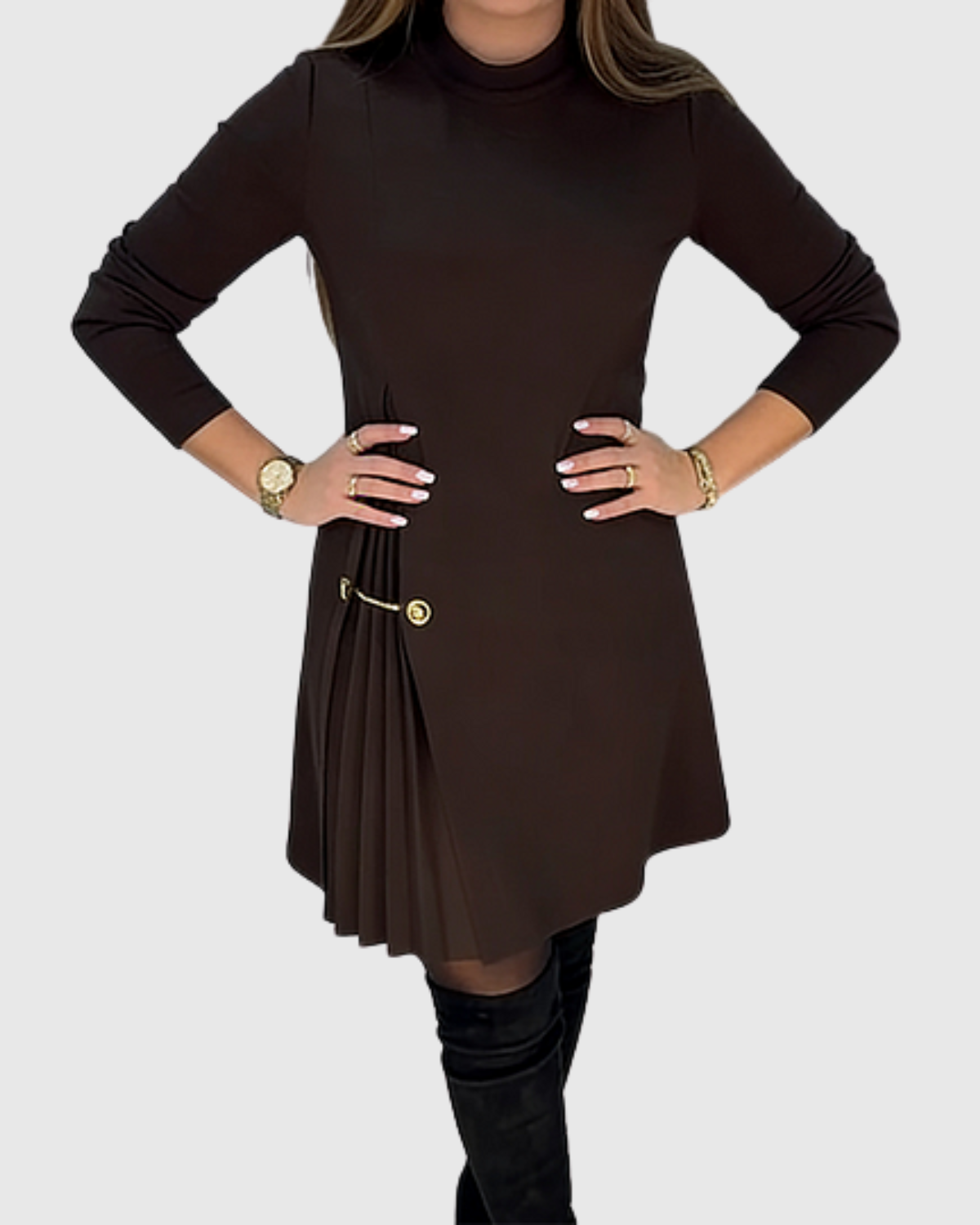 Lola | Elegante Vestido con Paneles Plisados