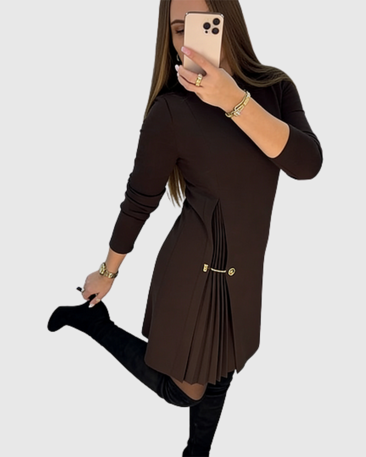 Lola | Elegante Vestido con Paneles Plisados