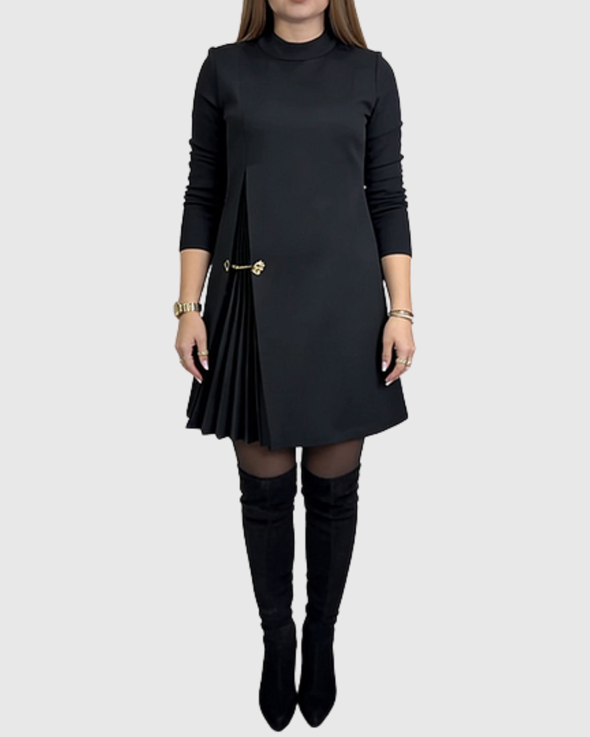 Lola | Elegante Vestido con Paneles Plisados