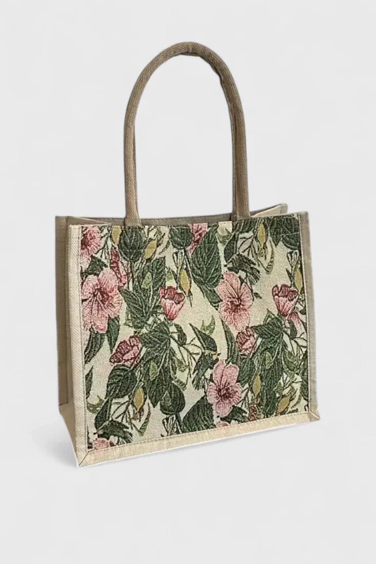 Bluma | Bolsa de Yute con Estampado Floral y Diseño Ecológico