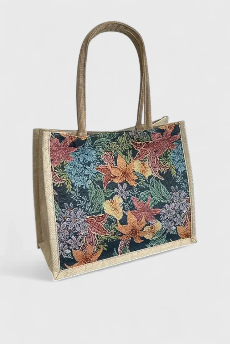 Bluma | Bolsa de Yute con Estampado Floral y Diseño Ecológico