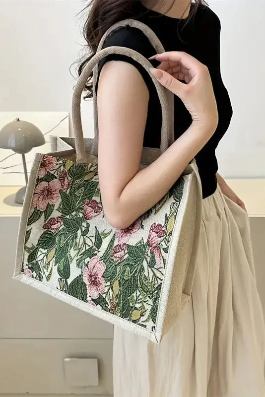 Bluma | Bolsa de Yute con Estampado Floral y Diseño Ecológico
