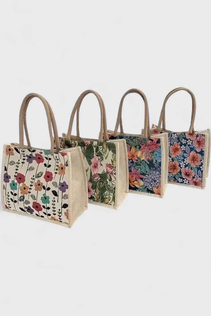 Bluma | Bolsa de Yute con Estampado Floral y Diseño Ecológico