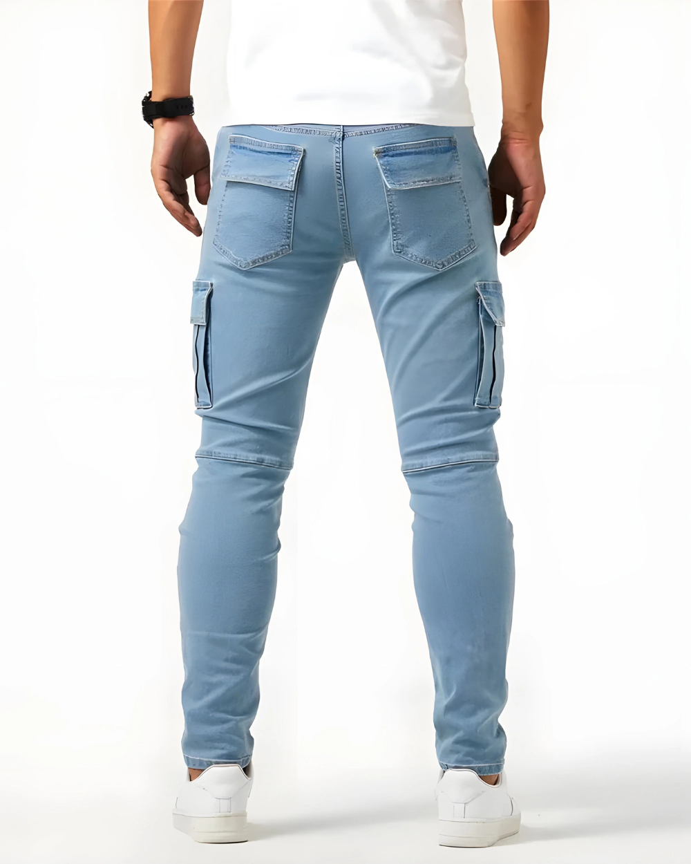 Pantalón Cargo elástico azul