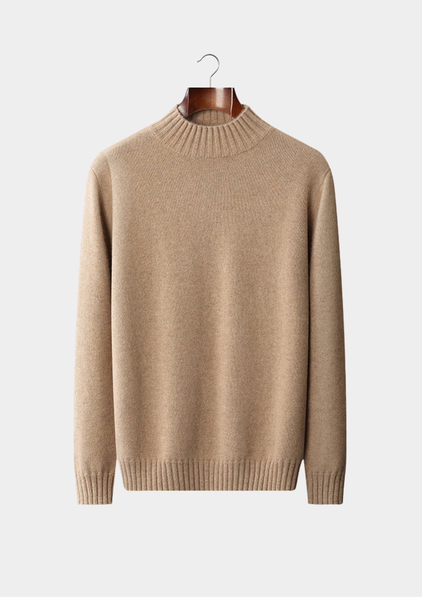 PURE CASHMERE BEIGE MOCKNECK SWEATER
