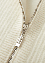 PURE EXTRA-FINE MERINO WOOL RIBBED ZIPPER HOODIE