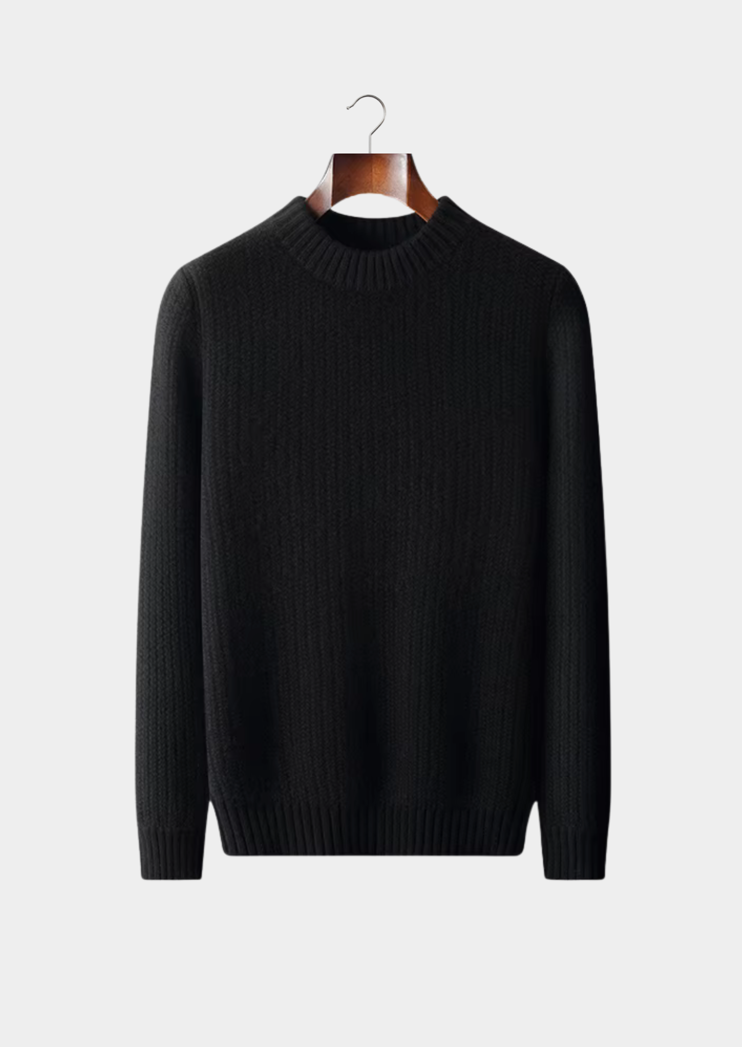 PURE CASHMERE BLACK HEAVYWEIGHT CREWNECK
