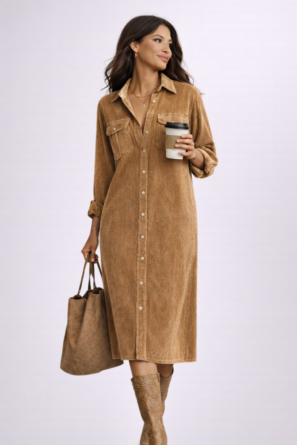 María | Vestido Midi Holgado de Pana