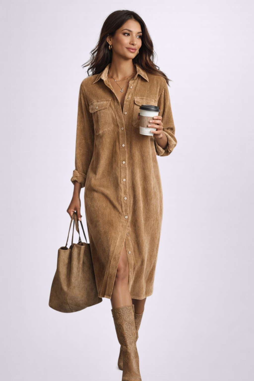 María | Vestido Midi Holgado de Pana