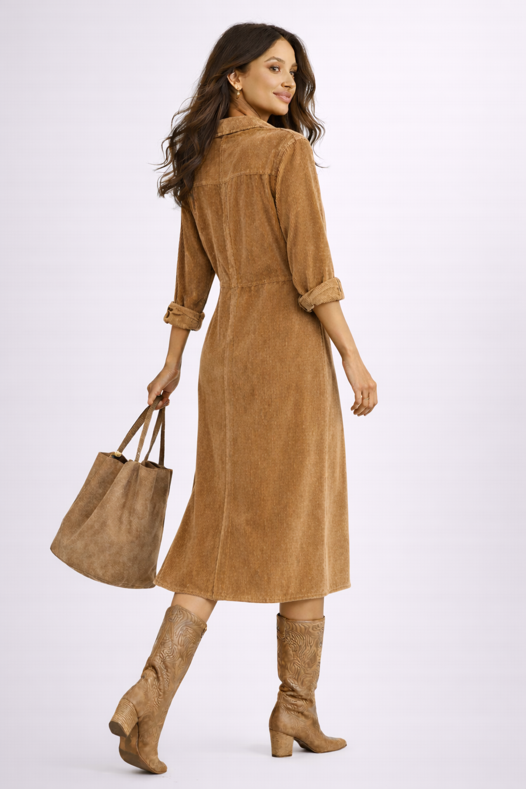 María | Vestido Midi Holgado de Pana