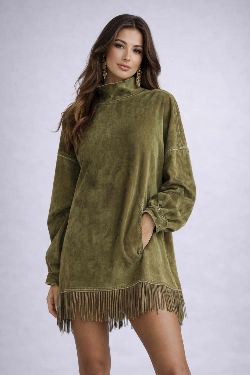 Sandra | Vestido de ante con Flecos