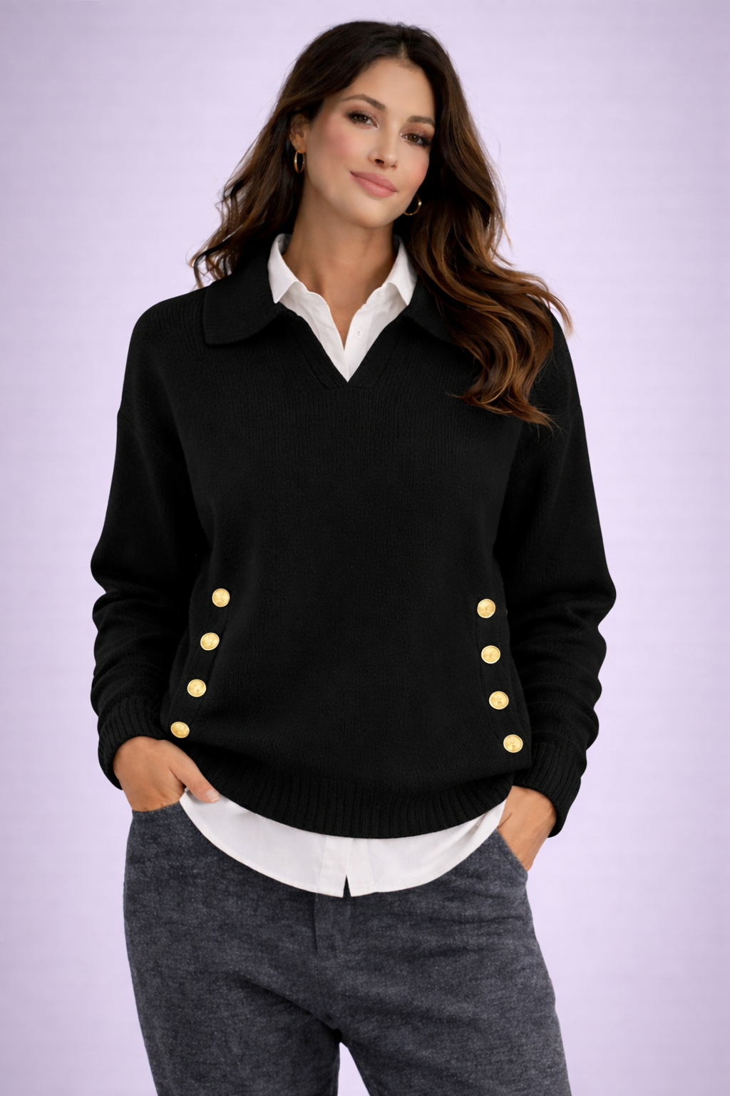 Lidia | Jersey con Cuello Polo Refinado