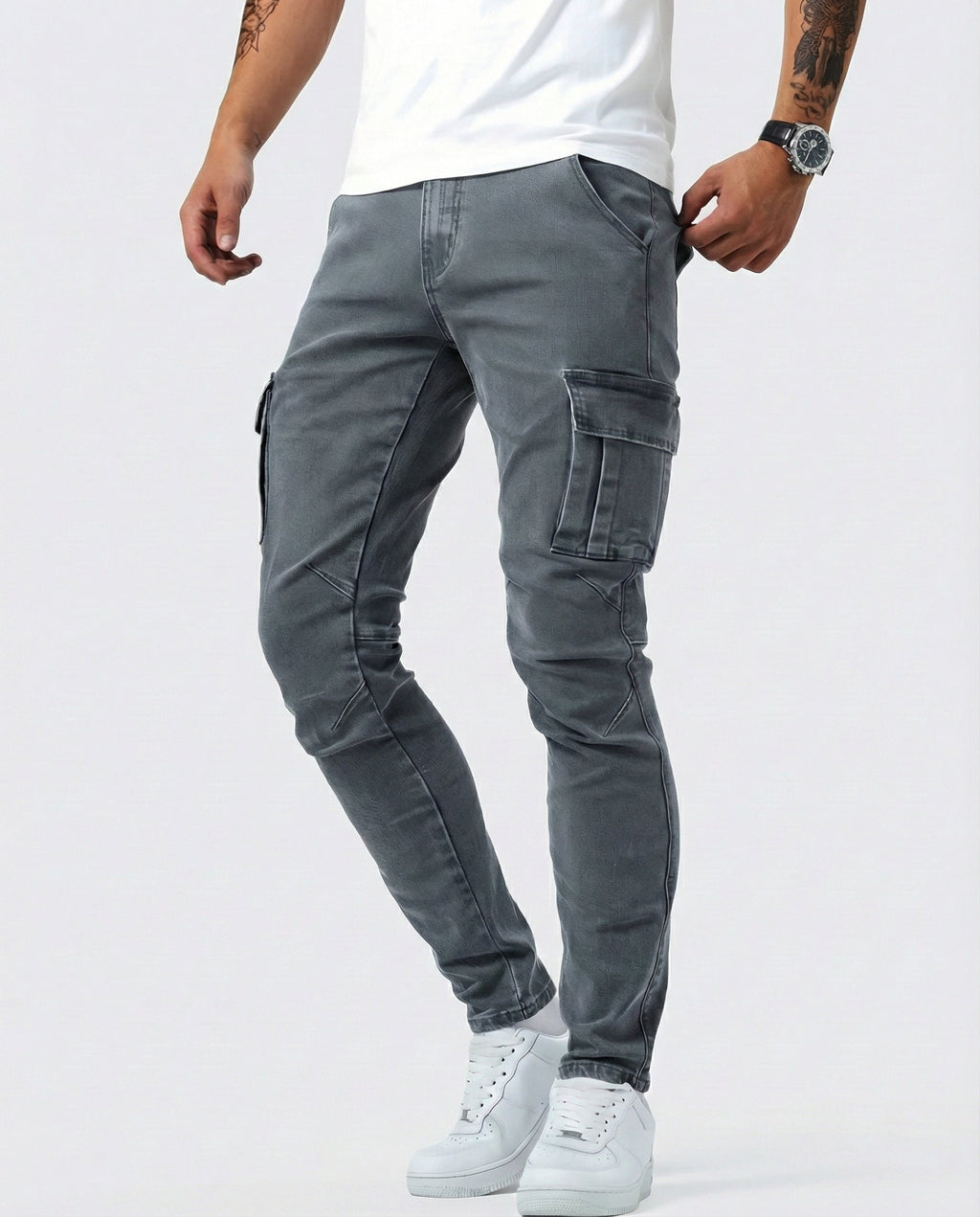 Pantalón Cargo elástico gris