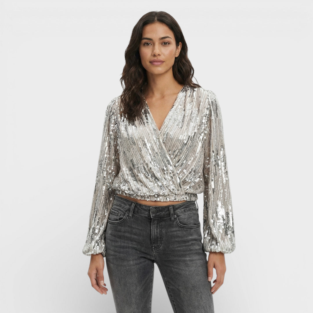Monte | Blusa Lentejuelas Mujer Escote Pico