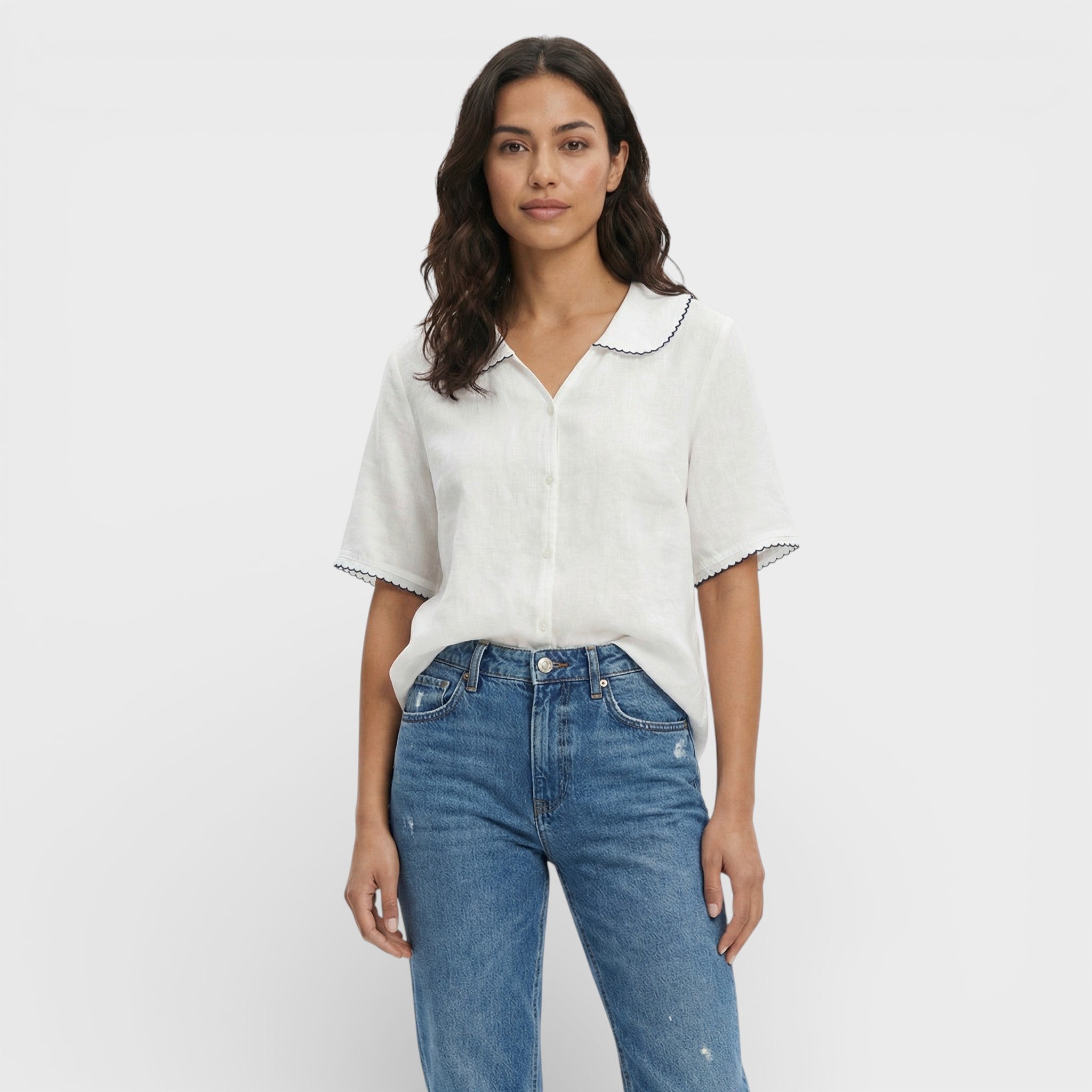 Núria | Blusa Ligera Cuello Ondulado Mujer