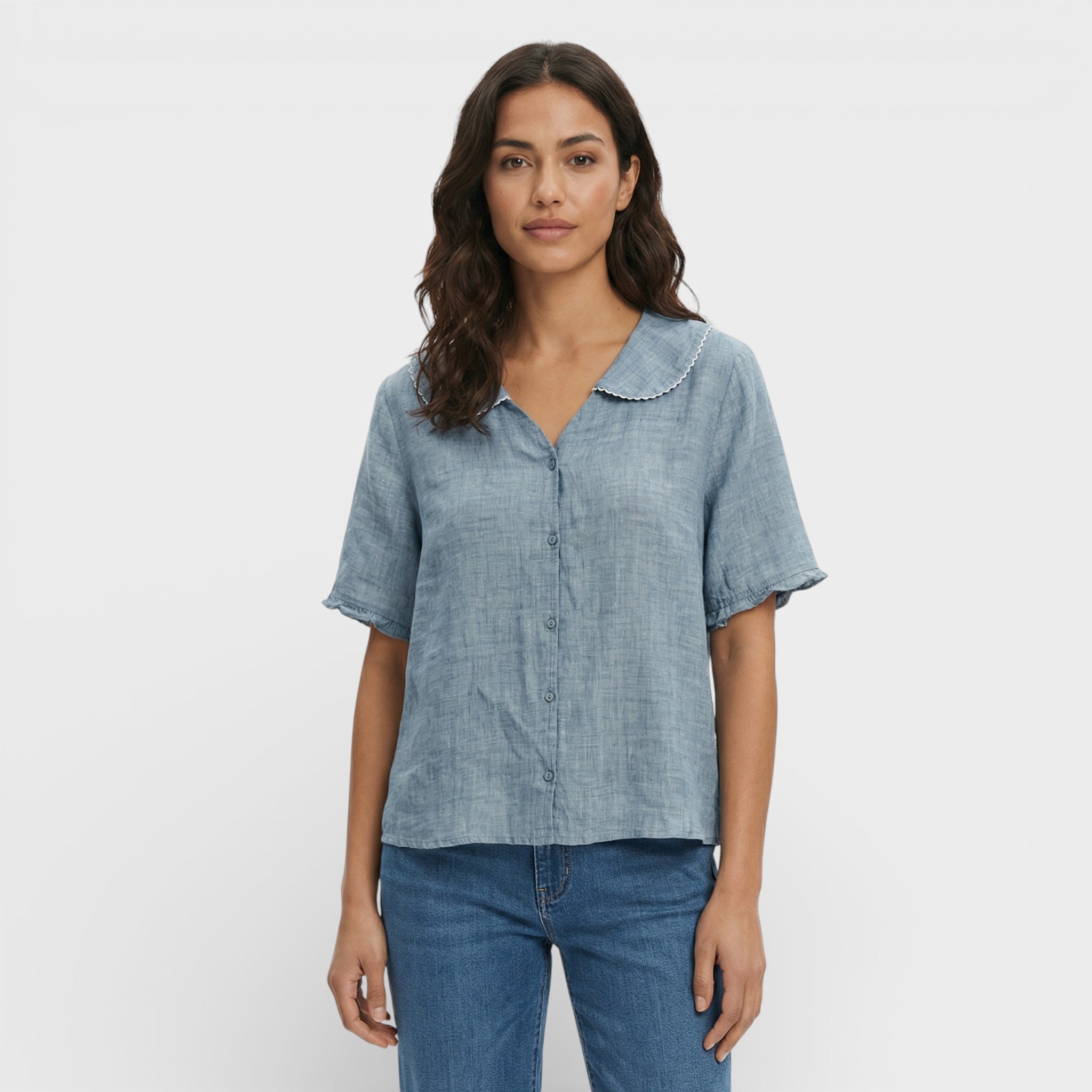 Núria | Blusa Ligera Cuello Ondulado Mujer