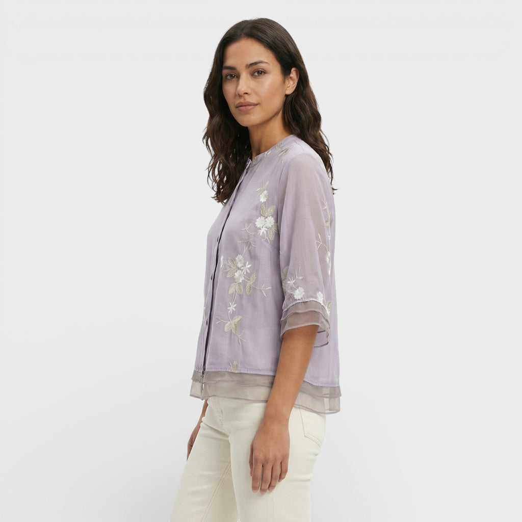 Berta | Blusa Bordada Flores Mujer Elegante