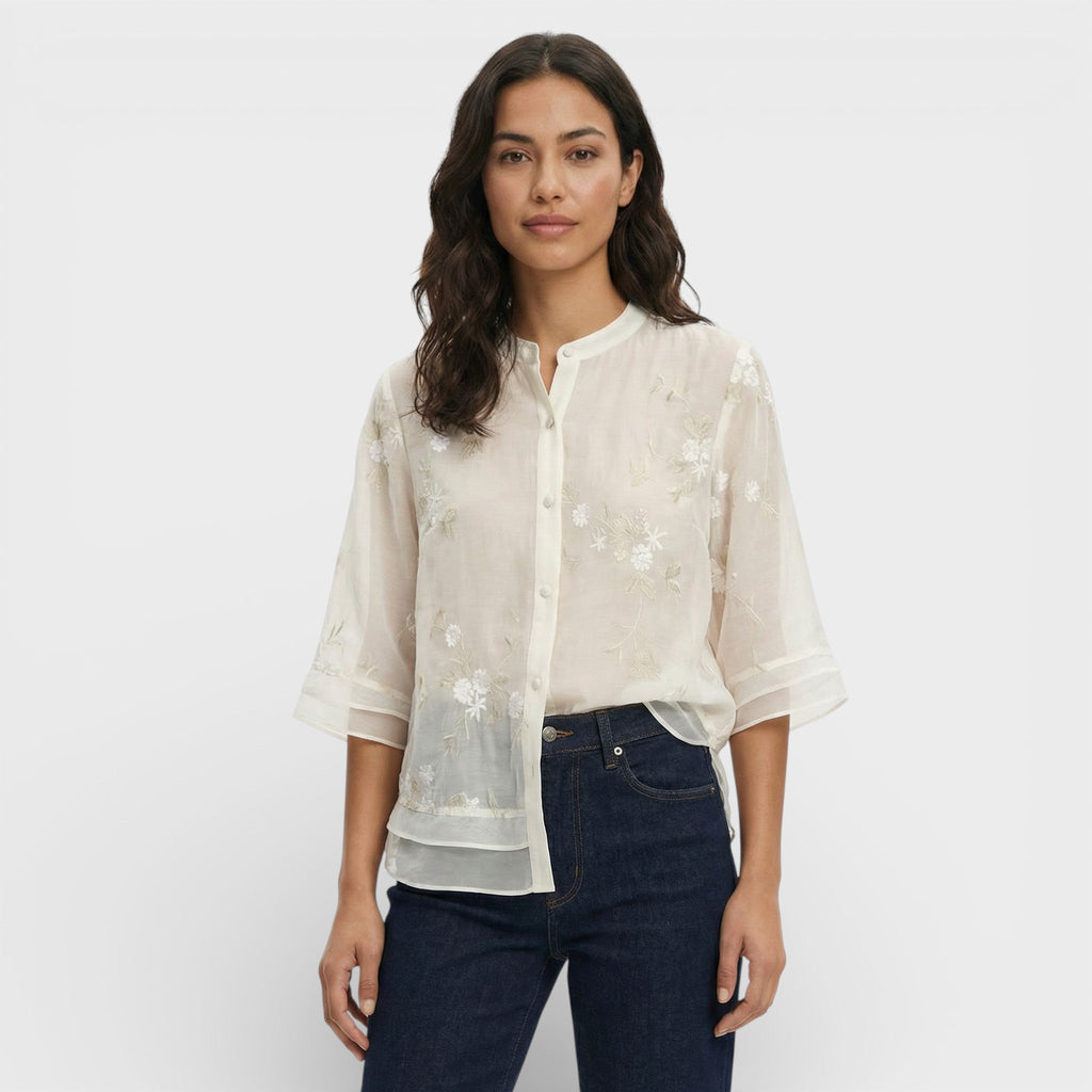 Berta | Blusa Bordada Flores Mujer Elegante