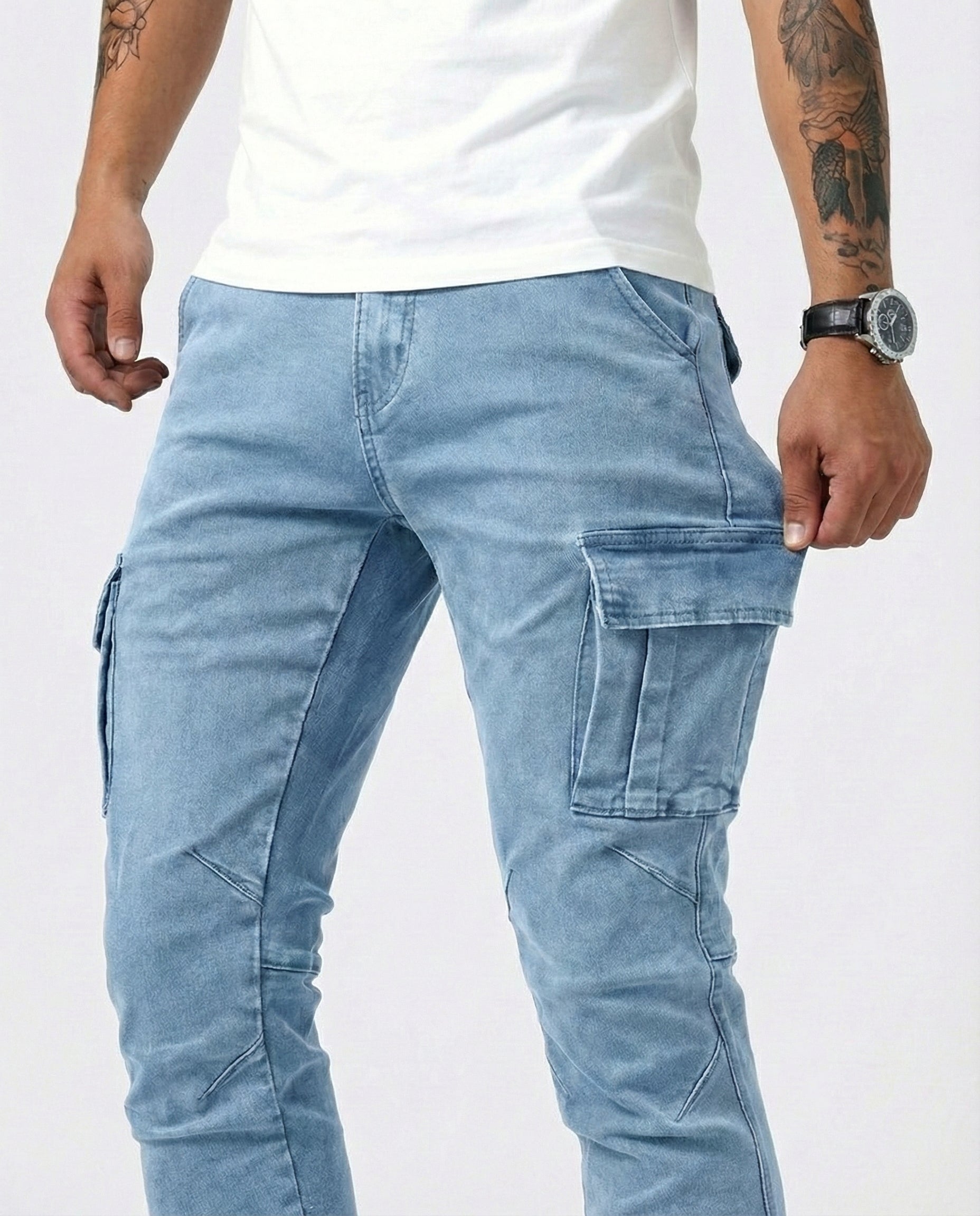 Pantalón Cargo elástico azul