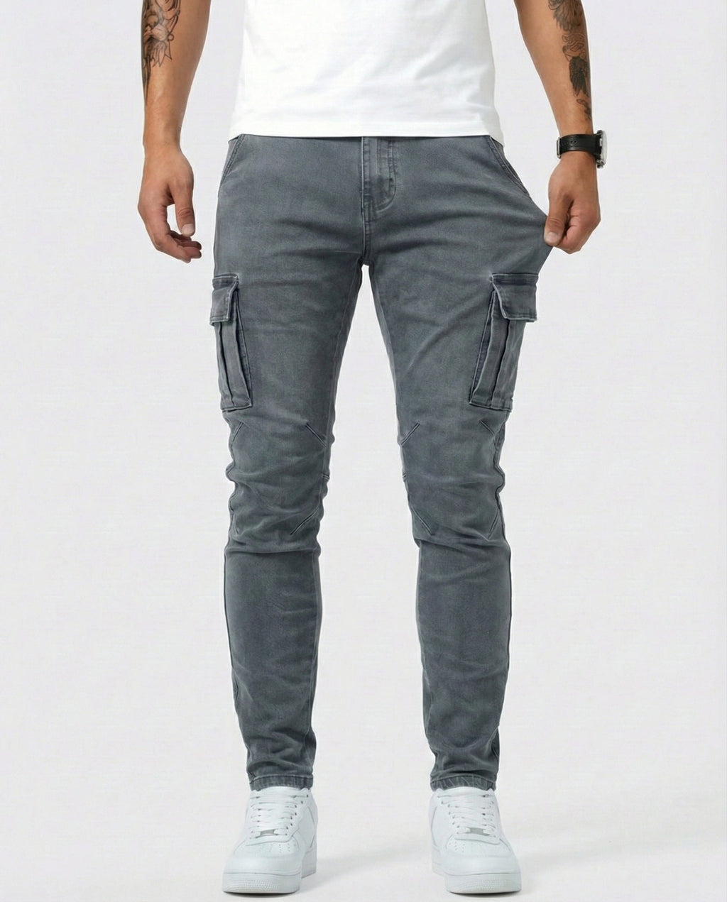 Pantalón Cargo elástico gris