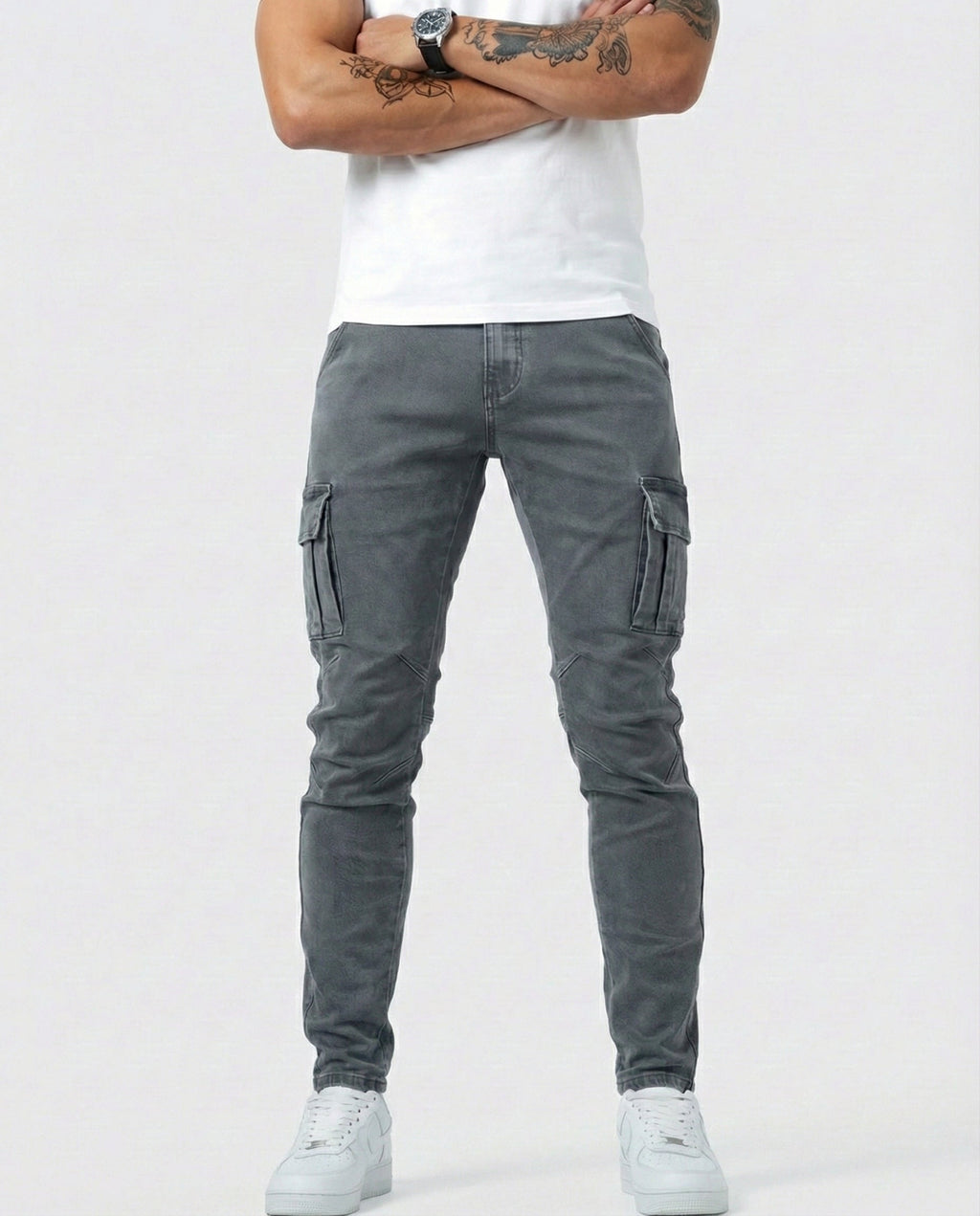 Pantalón Cargo elástico gris