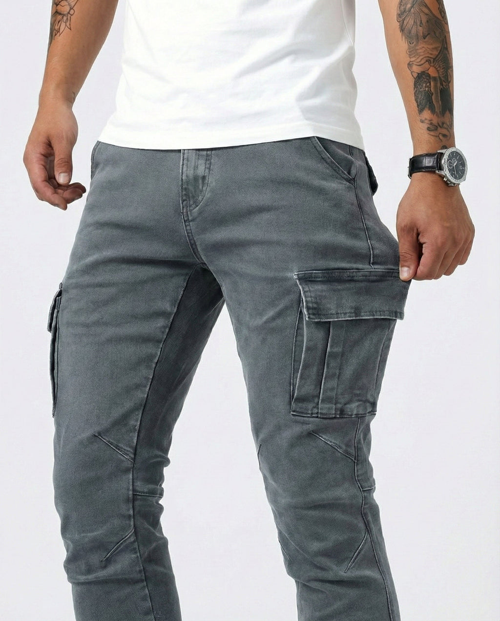 Pantalón Cargo elástico gris