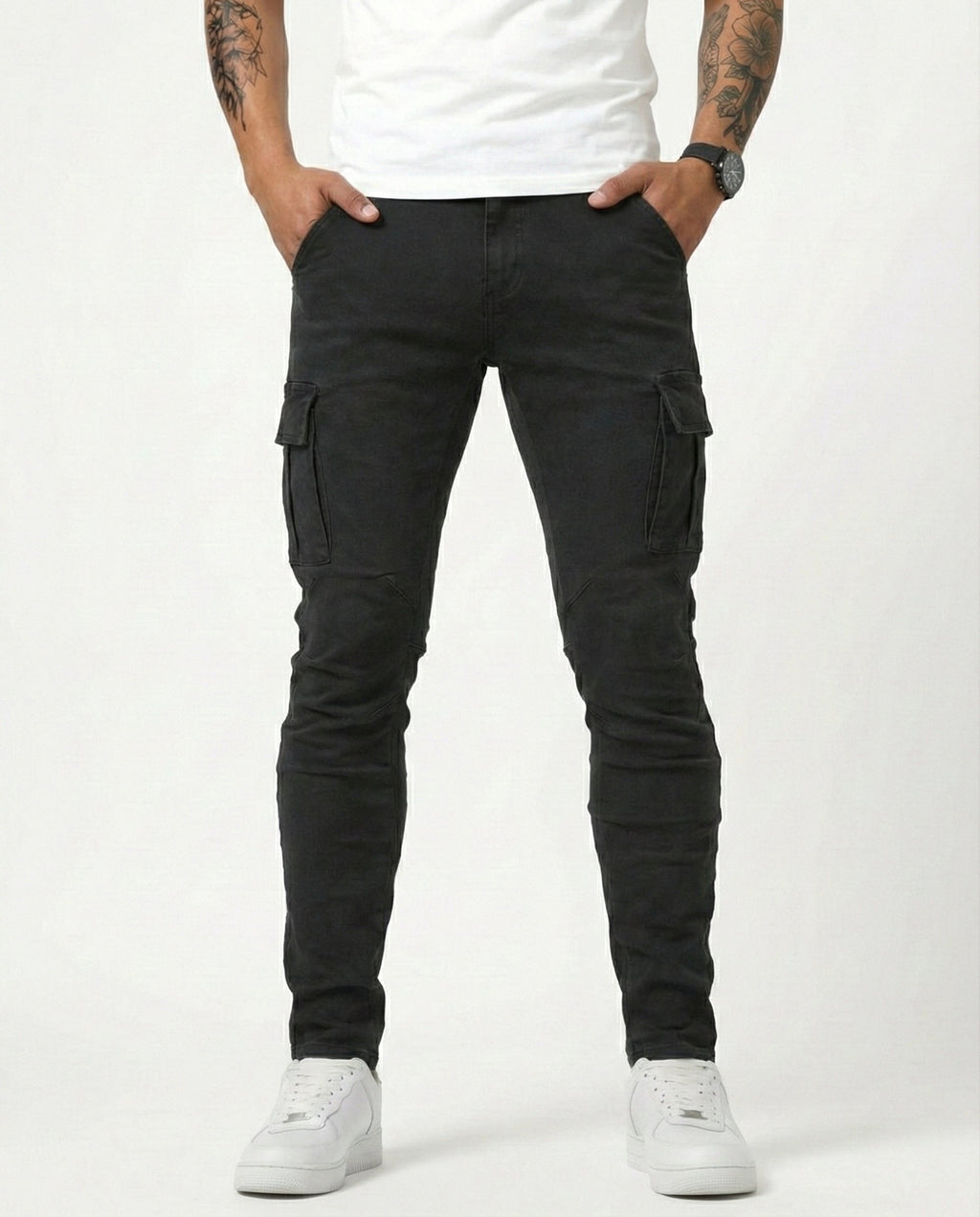 Pantalón Cargo elástico negro