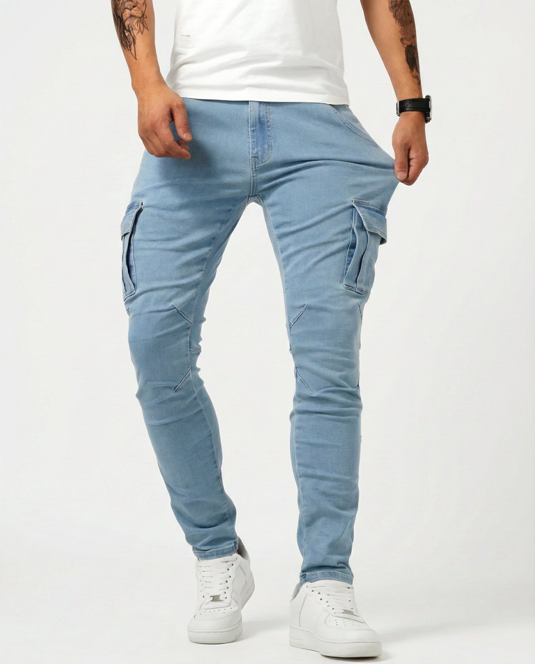 Pantalón Cargo elástico azul
